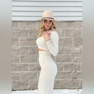 VICI| Cream cut out ribbed dress
